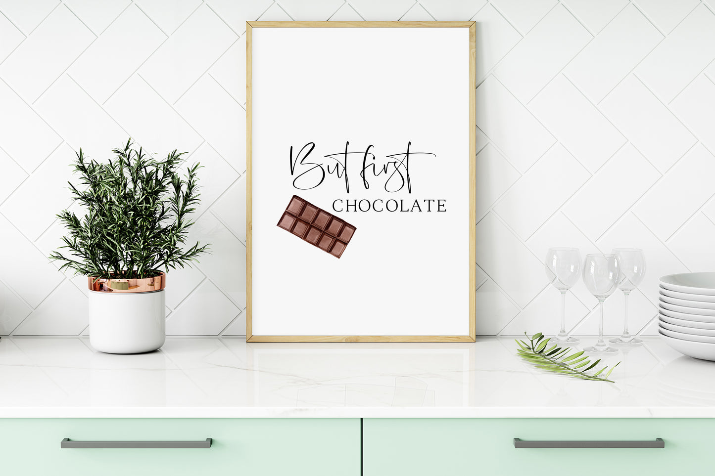 But first chocolate watercolour illustration, kitchen, foodie lover gift, unframed wall art poster print