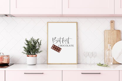 But first chocolate watercolour illustration, kitchen, foodie lover gift, unframed wall art poster print