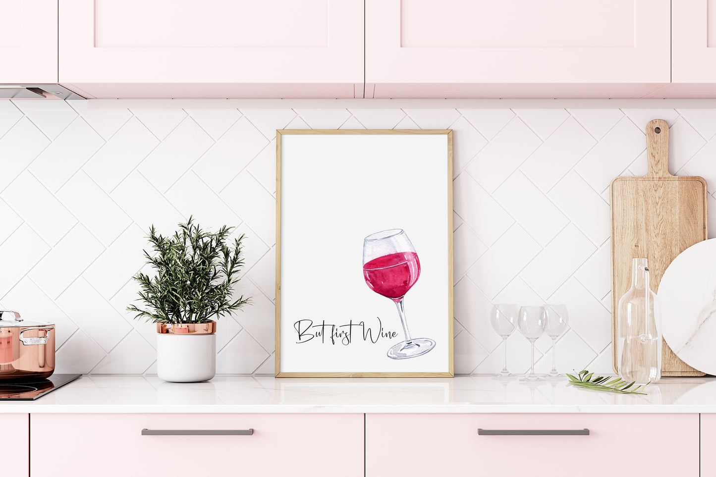 But first wine watercolour illustration, kitchen, bedroom, bar area, unframed wall art poster print