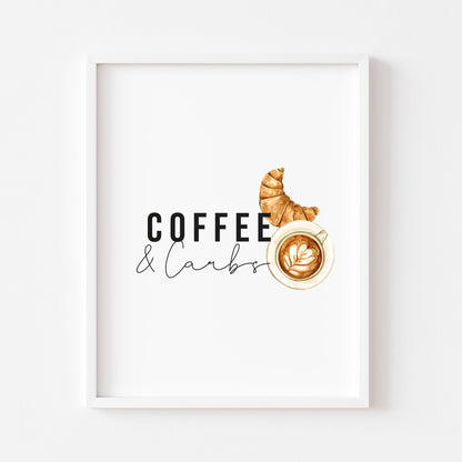 Coffee and carbs watercolour style typography unframed print