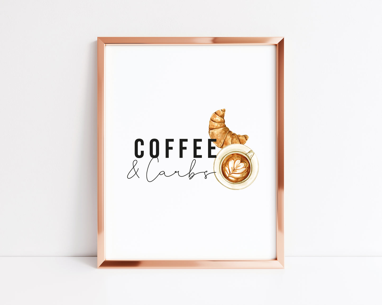 Coffee and carbs watercolour style typography unframed print