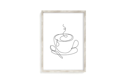 Cup of Tea/Coffee line drawing illustration kitchen/office unframed wall art poster print