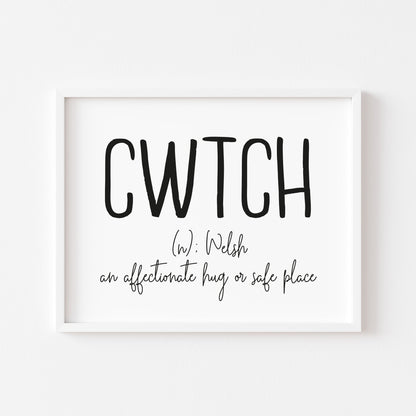 CWTCH cuddle welsh typography definition unframed wall art poster print