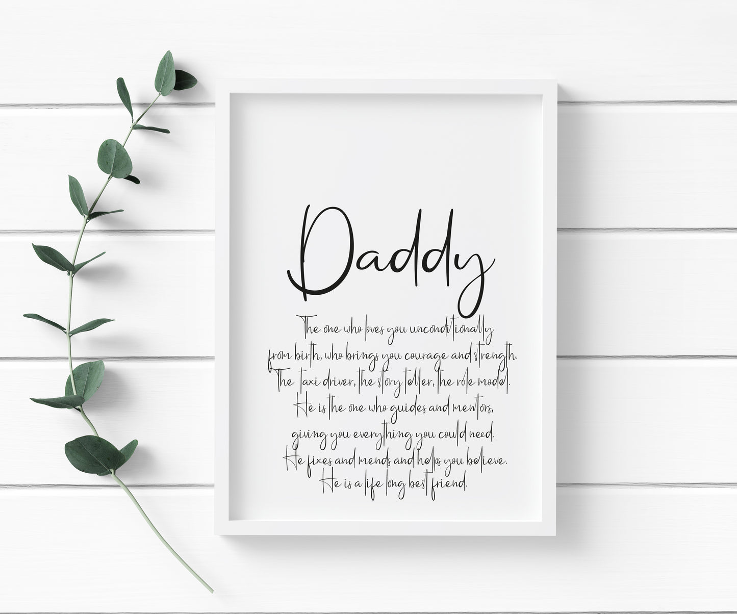 Daddy, Dad, Father, definition typography unframed wall art poster print