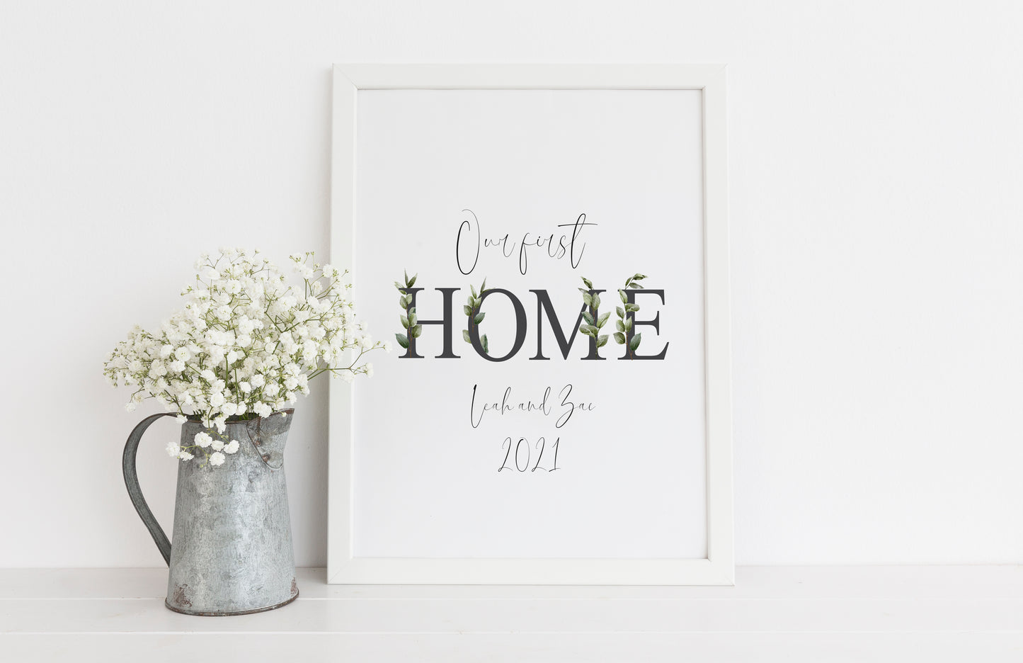 Botanical Our FIRST/NEW home, personalised with names and or dates bedroom, couples wall art unframed poster print