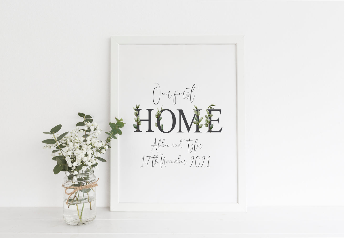 Botanical Our FIRST/NEW home, personalised with names and or dates bedroom, couples wall art unframed poster print