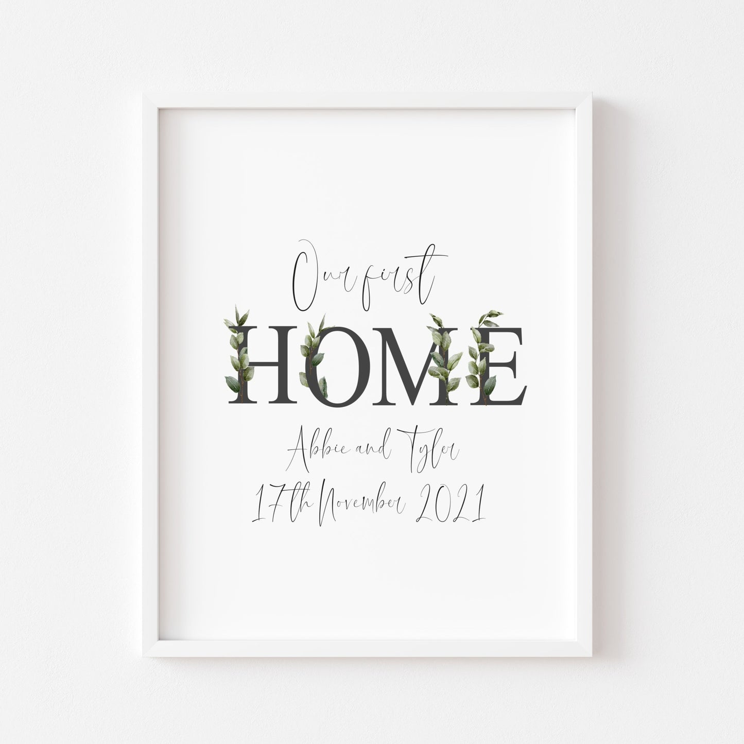 Botanical Our FIRST/NEW home, personalised with names and or dates bedroom, couples wall art unframed poster print