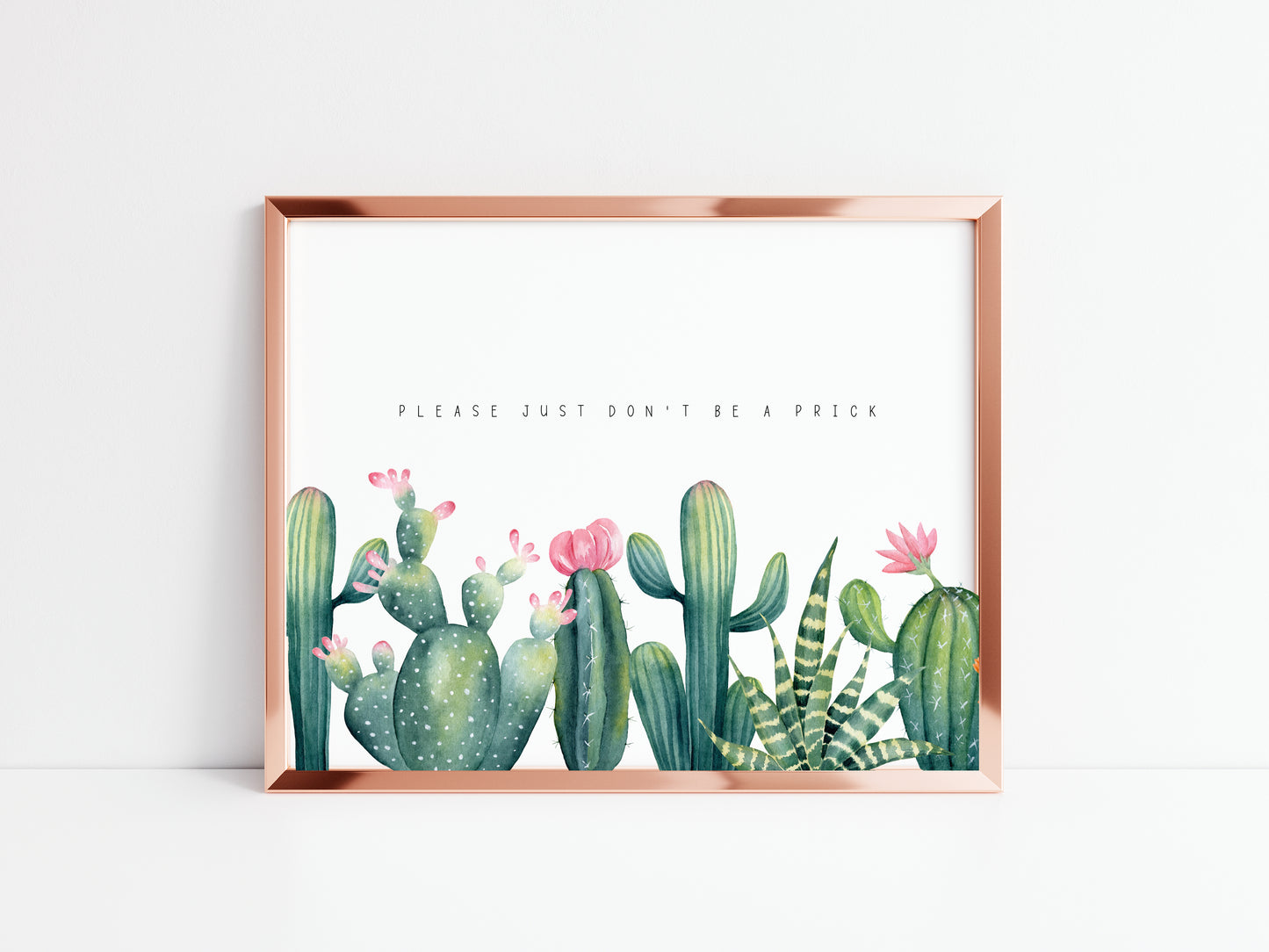 Please just don't be a pri*k cactus/cacti plant watercolour borderless illustration unframed wall art poster print