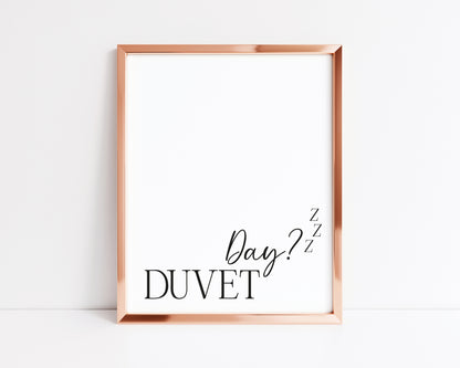 Duvet day? zzz bedroom, fashion, guest room typography unframed wall art poster print