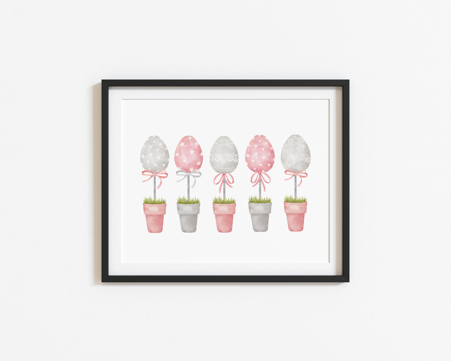 Easter egg plants collection floral pink and grey unframed wall art poster print