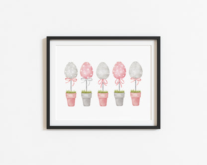 Easter egg plants collection floral pink and grey unframed wall art poster print