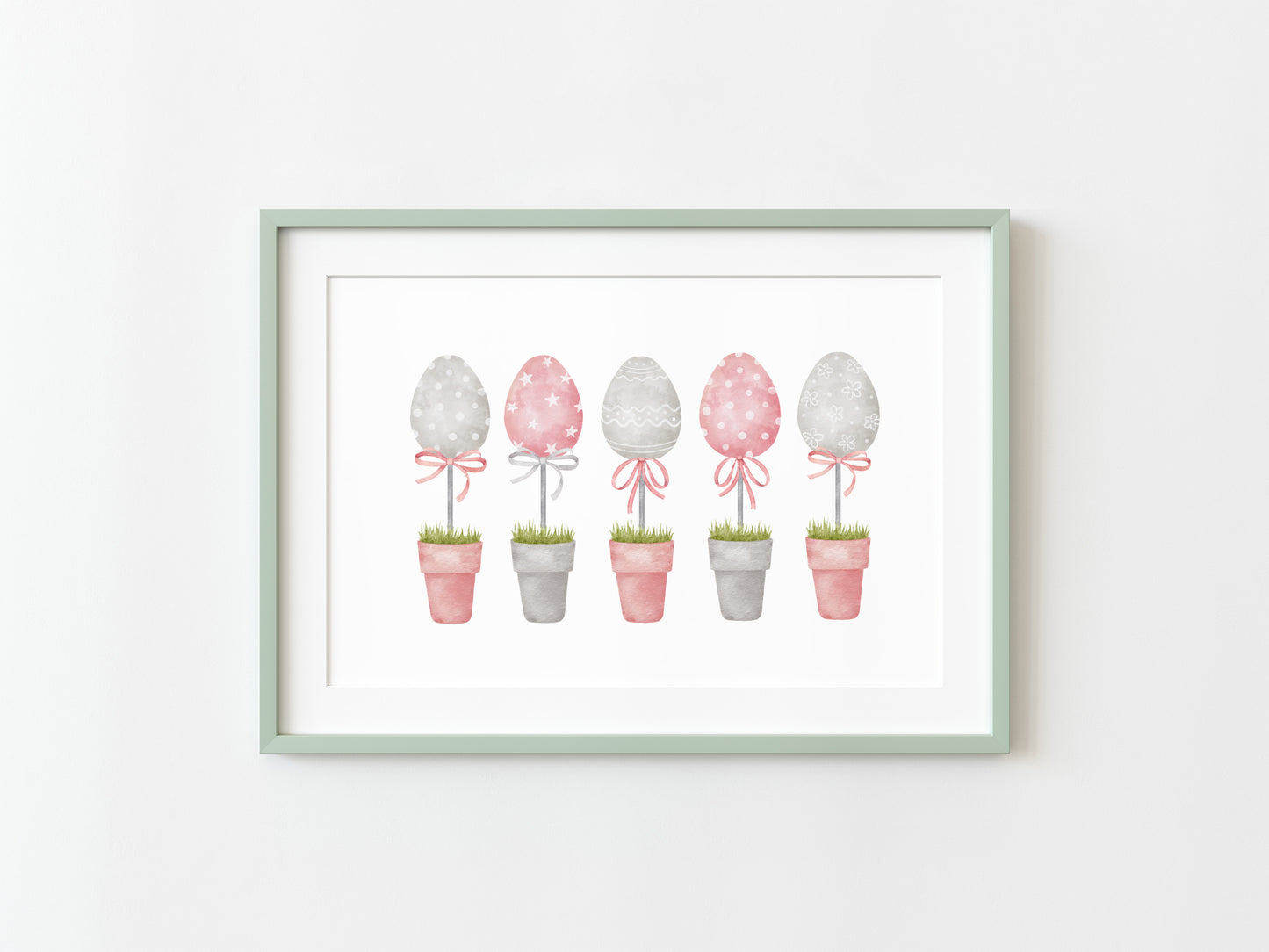 Easter egg plants collection floral pink and grey unframed wall art poster print