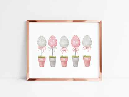 Easter egg plants collection floral pink and grey unframed wall art poster print