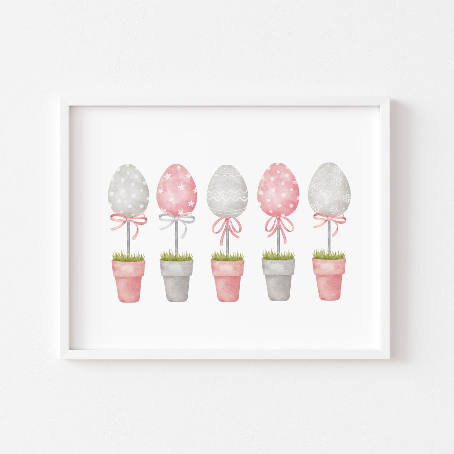 Easter egg plants collection floral pink and grey unframed wall art poster print