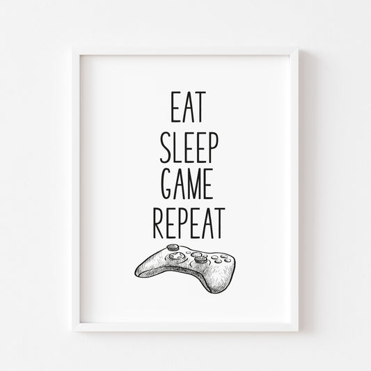 Eat sleep game XBOX illustration style unframed print