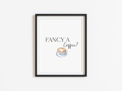 Fancy a coffee? watercolour illustration kitchen coffee unframed wall art poster print