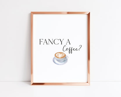 Fancy a coffee? watercolour illustration kitchen coffee unframed wall art poster print