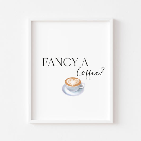 Fancy a coffee? watercolour illustration kitchen coffee unframed wall art poster print