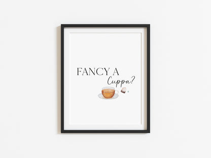 Fancy a cuppa? watercolour illustration kitchen cuppa tea unframed wall art poster print