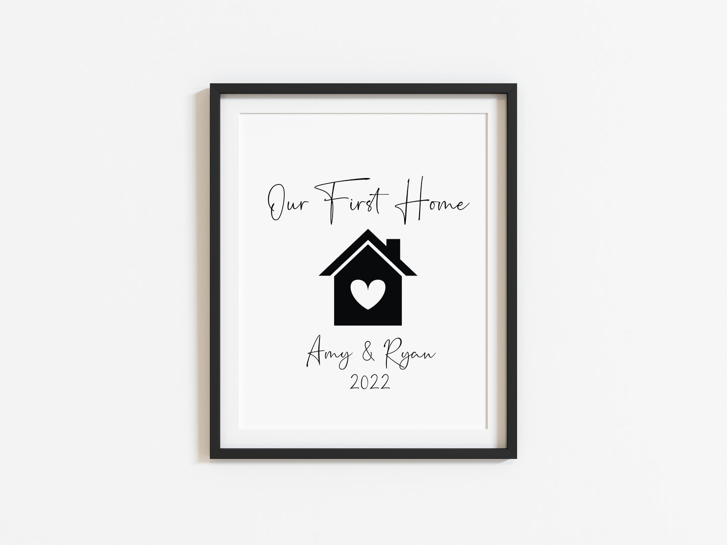 Our FIRST/NEW home, house heart print, personalised with names and or dates couples wall art new home gift unframed poster print