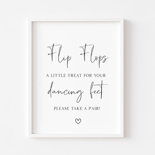 Flip Flops, A little treat for your dancing feet simplistic wedding sign wedding unframed wall art poster print