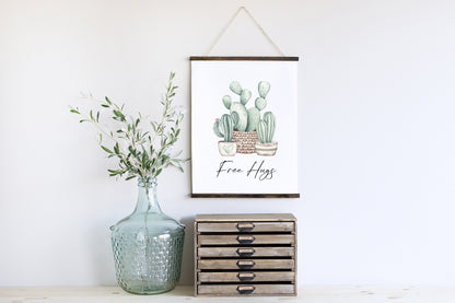 Free hugs funny cactus/plants watercolour illustration unframed wall art poster print