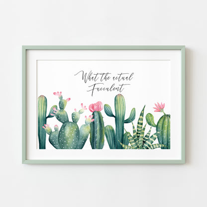 What the fucculent cactus/cacti plant watercolour borderless illustration unframed wall art poster print