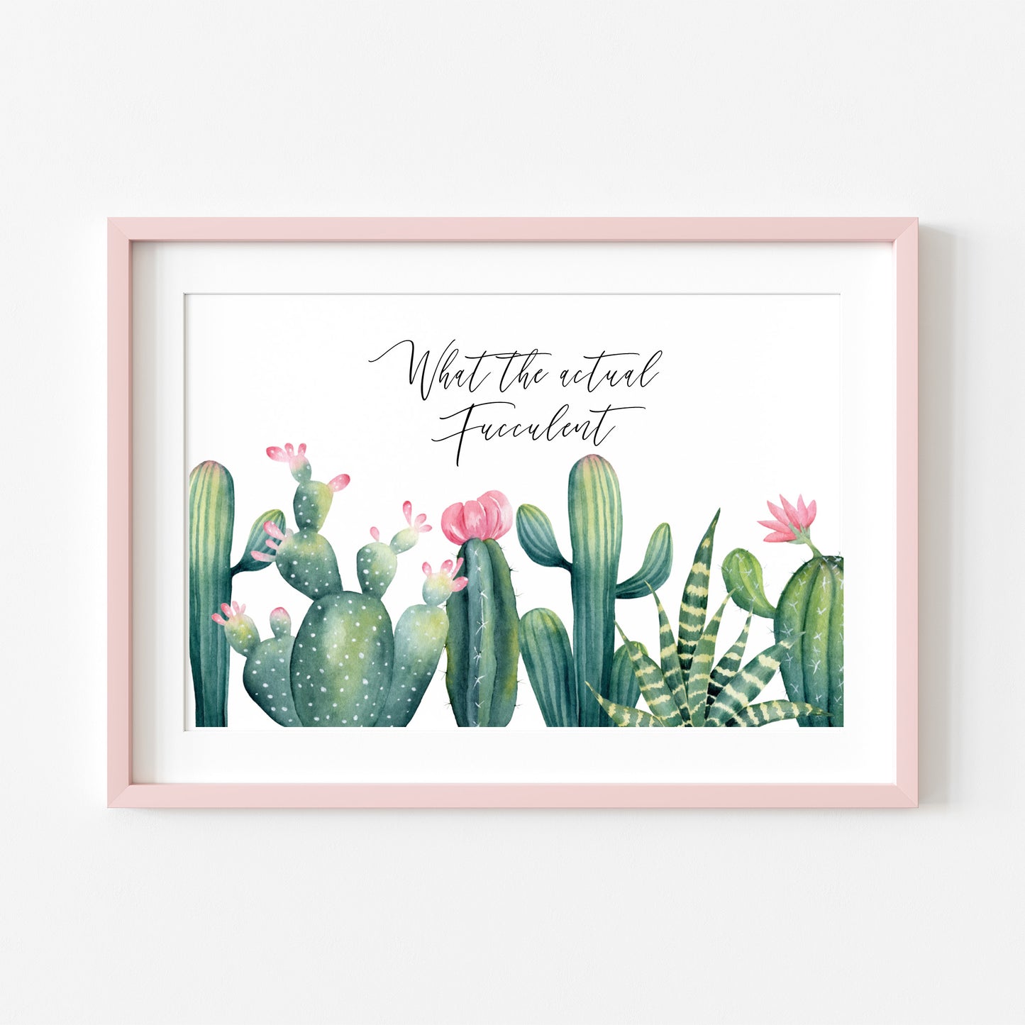 What the fucculent cactus/cacti plant watercolour borderless illustration unframed wall art poster print