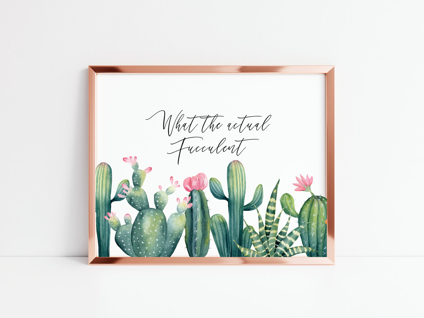 What the fucculent cactus/cacti plant watercolour borderless illustration unframed wall art poster print