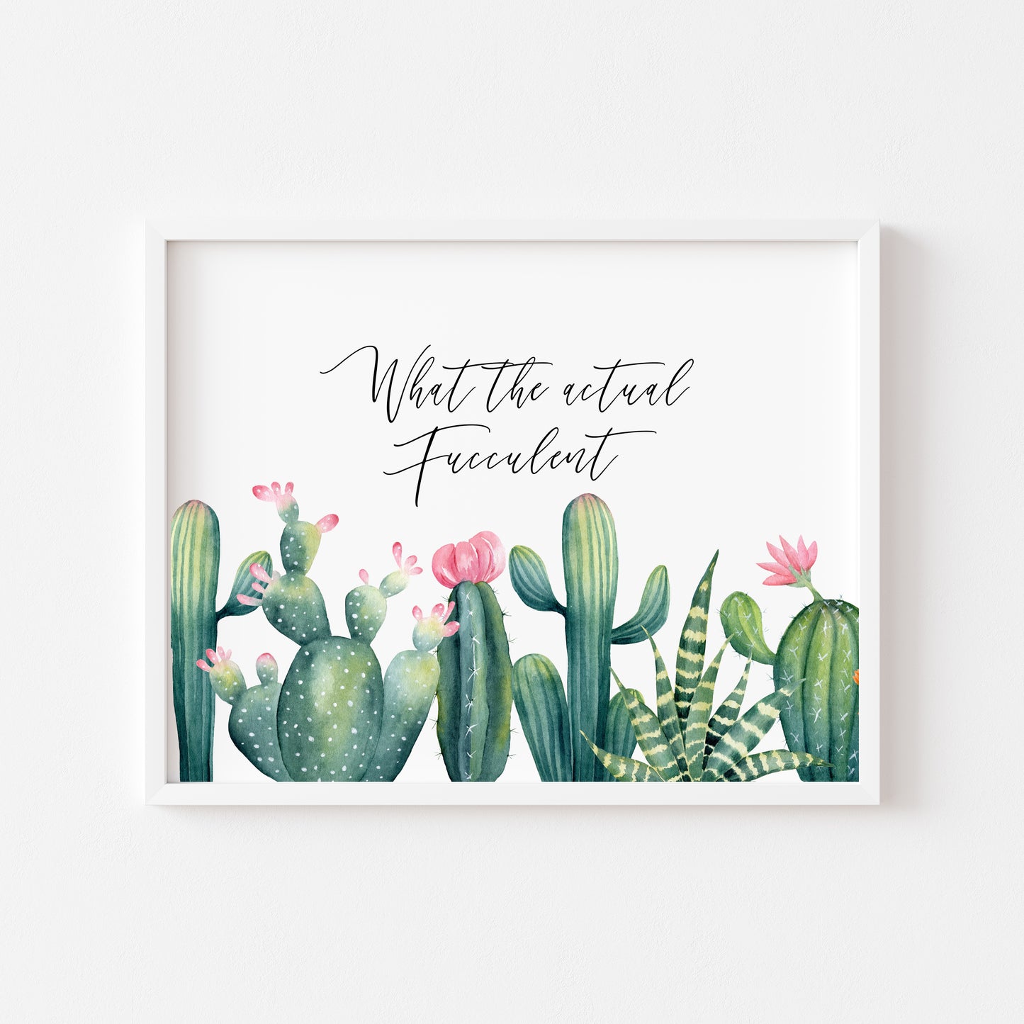 What the fucculent cactus/cacti plant watercolour borderless illustration unframed wall art poster print