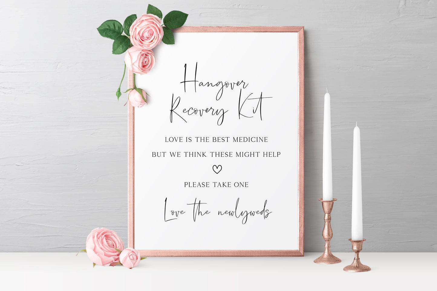 Hangover recovery kit simplistic wedding sign wedding unframed wall art poster print