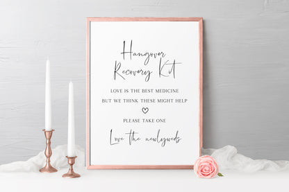 Hangover recovery kit simplistic wedding sign wedding unframed wall art poster print