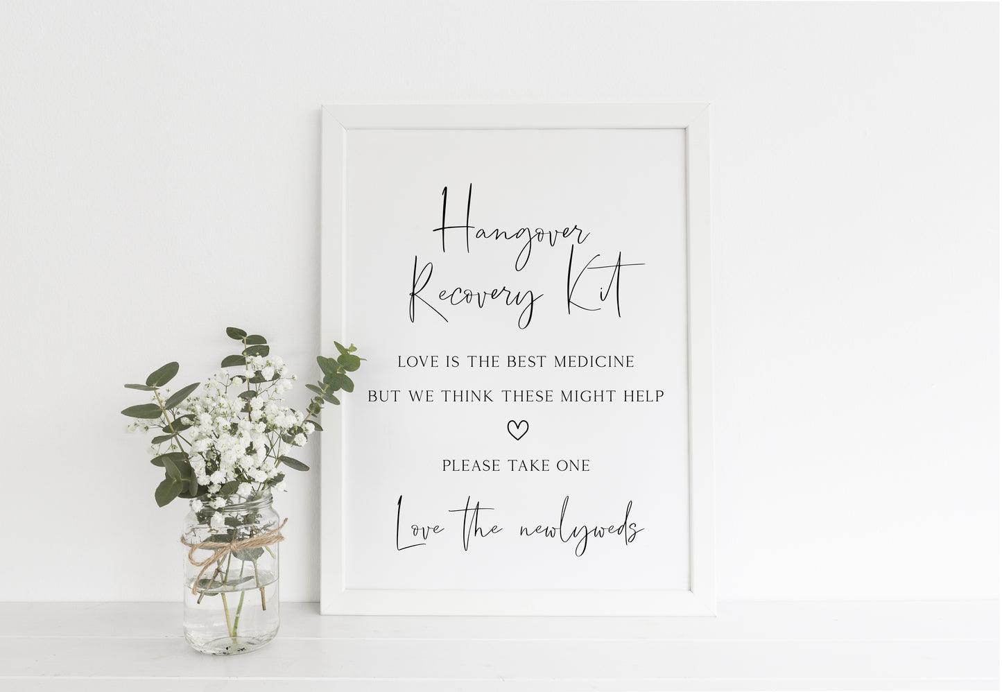 Hangover recovery kit simplistic wedding sign wedding unframed wall art poster print