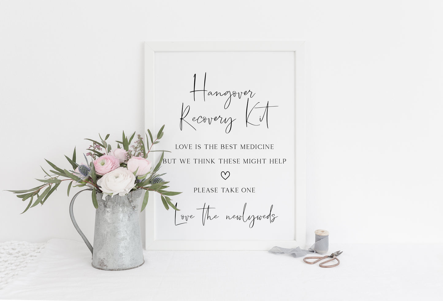 Hangover recovery kit simplistic wedding sign wedding unframed wall art poster print