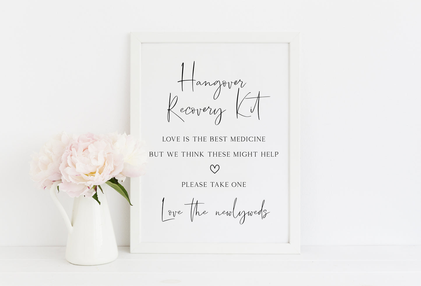 Hangover recovery kit simplistic wedding sign wedding unframed wall art poster print