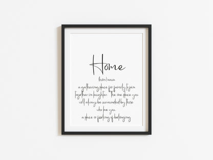 Home typography definition unframed print