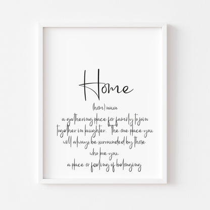 Home typography definition unframed print