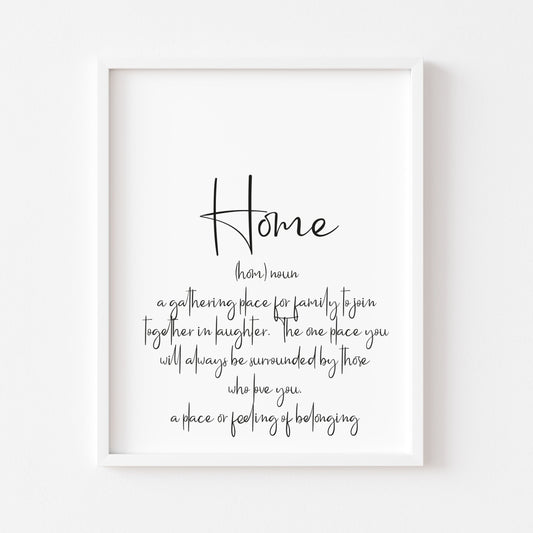 Home typography definition unframed print