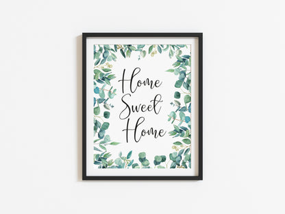 Home sweet home botanical greenery unframed print