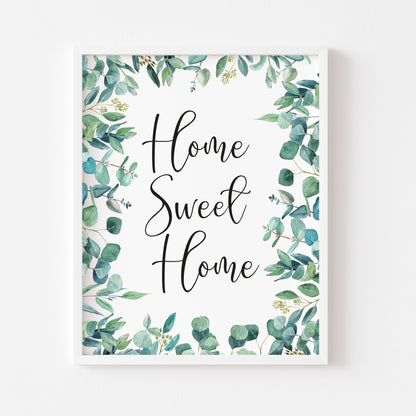 Home sweet home botanical greenery unframed print