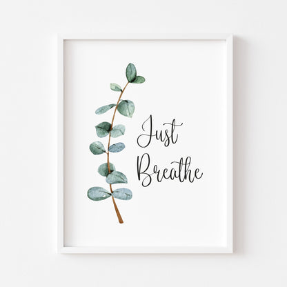 Just breathe botanical stem watercolour unframed print