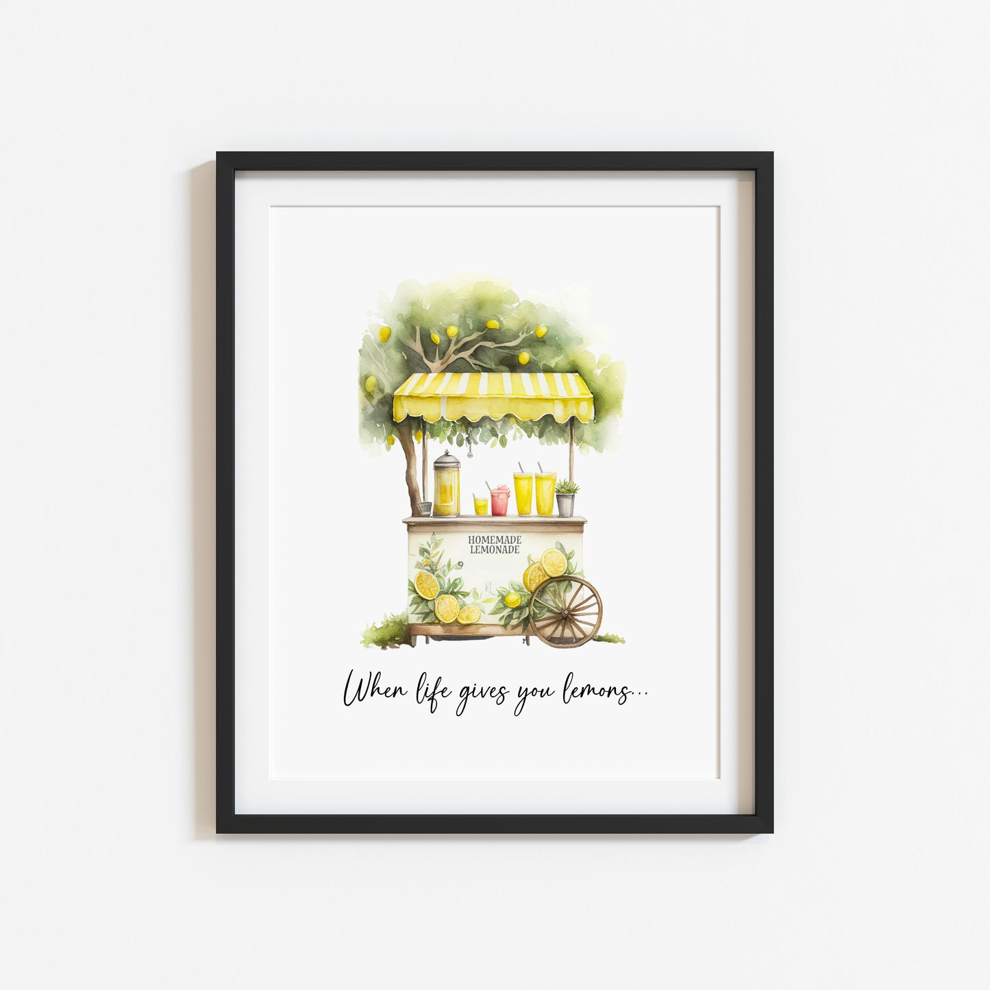 Summer kitchen, when life gives you lemons, lemonade stand watercolour unframed wall art poster print