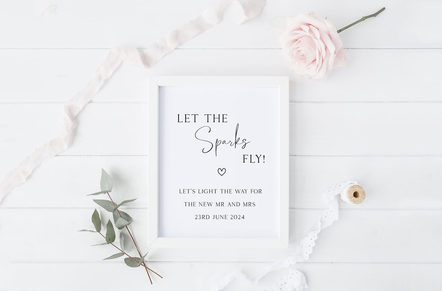 Wedding sign, Let the sparks fly, for the new Mr & Mrs simplistic wedding unframed wall art poster print