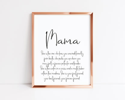 Mum, Mummy, Mama, definition typography unframed wall art poster print