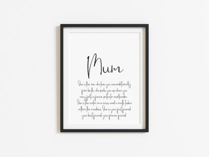 Mum, Mummy, Mama, definition typography unframed wall art poster print