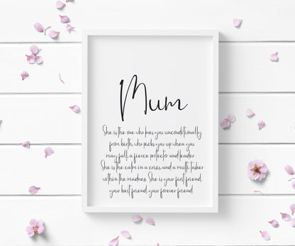 Mum, Mummy, Mama, definition typography unframed wall art poster print