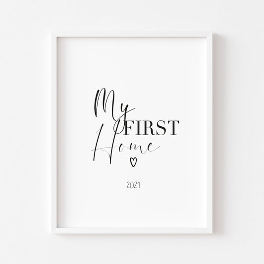 My first home heart with date unframed print