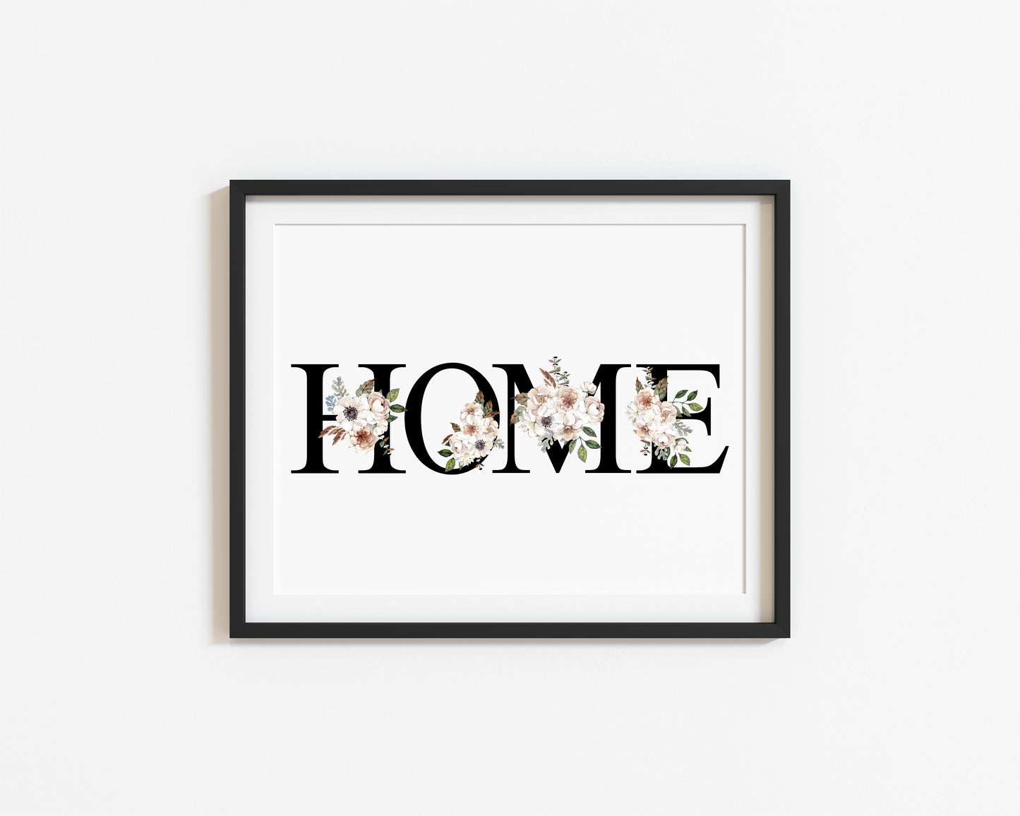 Home sweet home (or just home) black and cream botanical unframed print