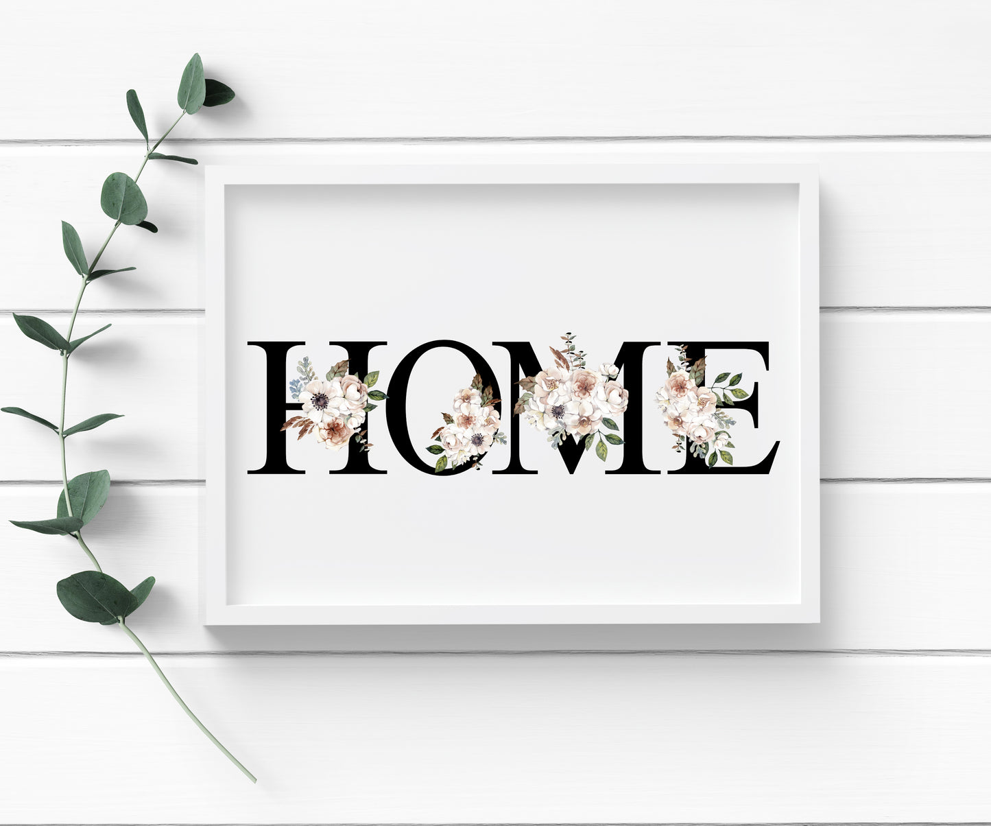 Home sweet home (or just home) black and cream botanical unframed print