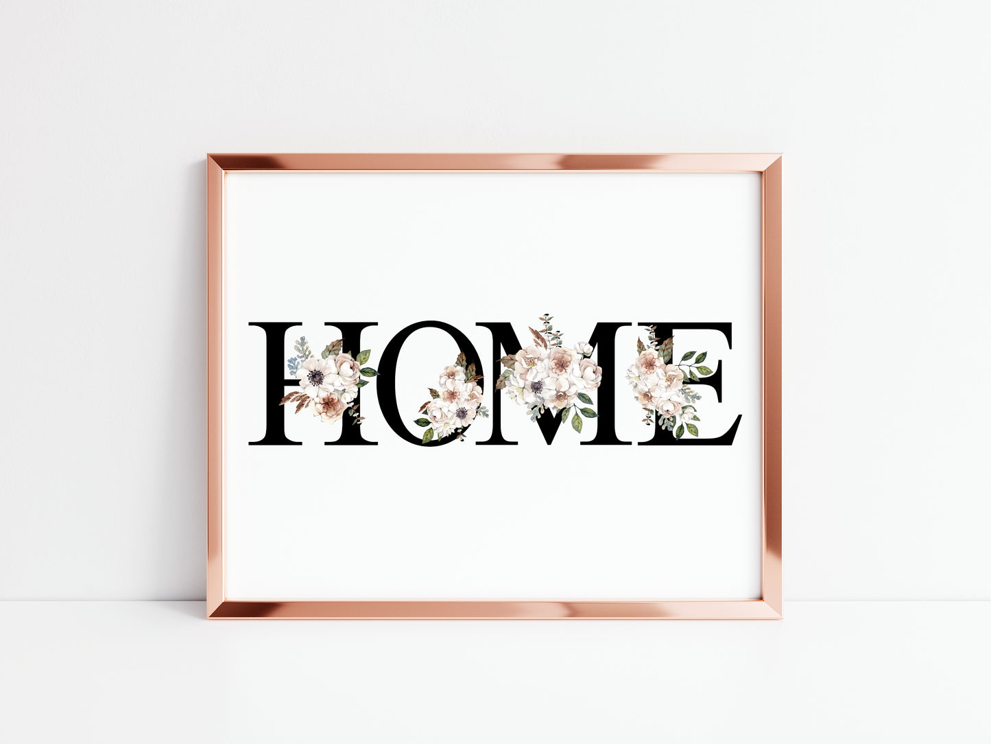 Home sweet home (or just home) black and cream botanical unframed print